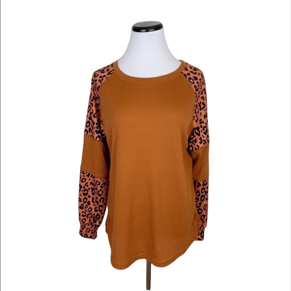 Tops - Animal Print Waffle Knit Top